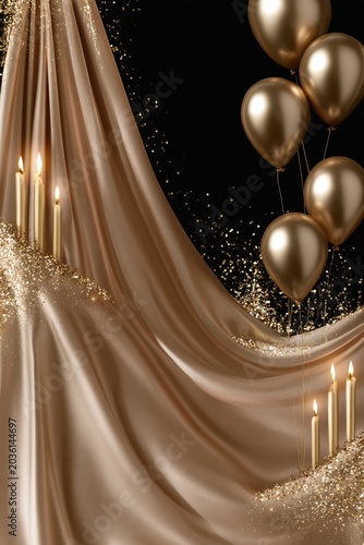 Stunning luxury glamour birthday celebration with black and gold elegance