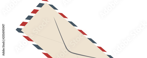 Airmail Envelope frame images with strips. International vintage letter border. Retro air mail postcard with blue and red stripes.  Empty classic postal frame. Vector illustration