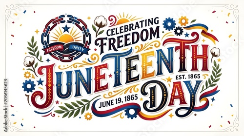 Juneteenth Day Celebrating Freedom and Liberation Poster Vibrant Juneteenth Commemoration Graphic with Pan-African Colors June 19th Freedom and Unity Celebration Banner