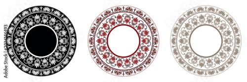 Fotografie Collection of decorative round frames for design with Greek key, meander