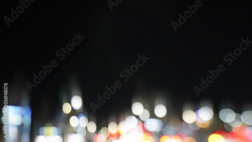 Foto Nighttime Traffic Jam with Soft Focus City Light Bokeh