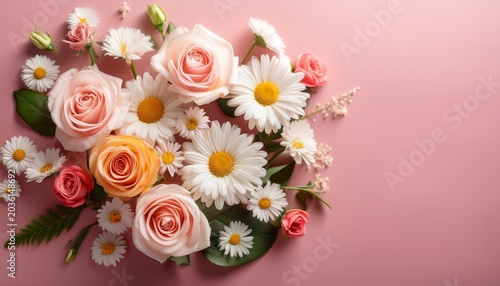 Happy Mothers Day Flowers Greeting Card With Beautiful Roses And Daisies