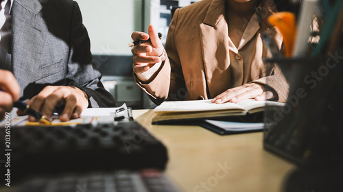 Accounting company provide finance and taxation planning for profitable cash flow, Auditor accountant working in office, analyze financial data and accounting record with calculator