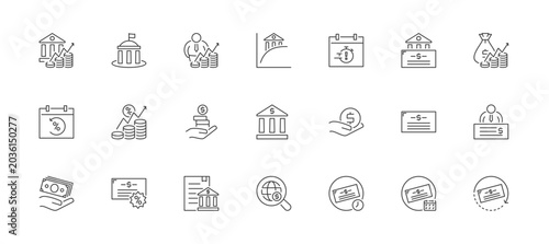 Tableau sur toile Treasury Securities Icon Set Containing treasury securities, government, investo