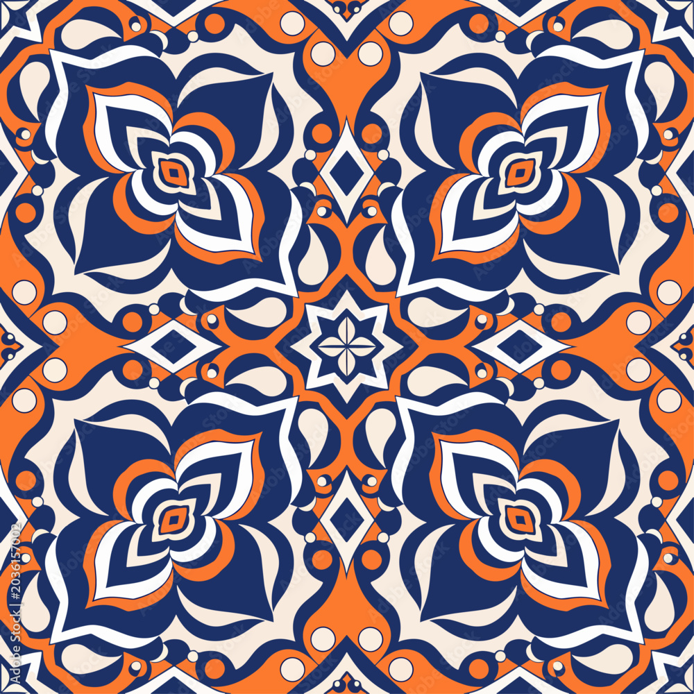 Fototapeta premium Sophisticated circular blossoms radiating timeless beauty through intricate ornamental geometric repetition gracefully throughout.