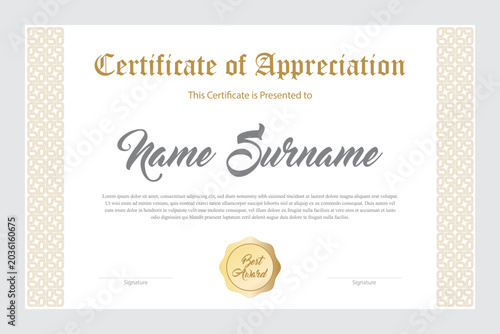 Fotografie award certificate, graduation, charter template
