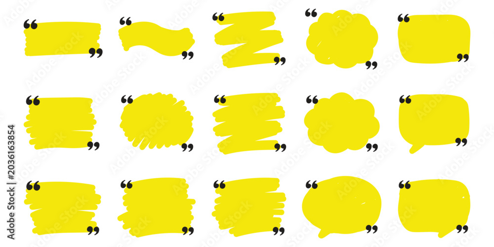 Obraz premium mega set of Text box frame set with quotation mark. Hand drawn marker brush stroke text speech message frame background. Quotation mark dialog speech, square, chat banner design template.