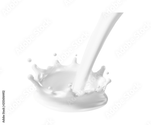 White Milk Splash and Crown Droplets Isolated
