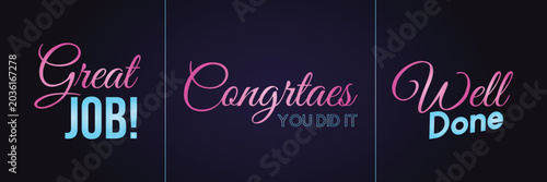 Tableau sur toile Calligraphy phrases great job congrats and well done on a dark blue background