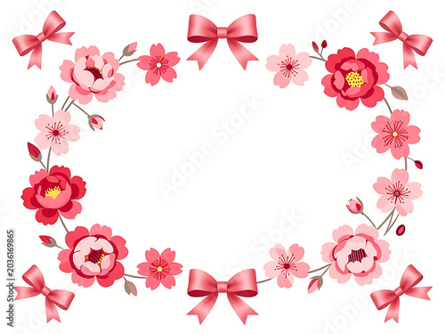 frame with pink flowers