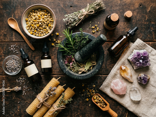 Holistic Health Flat Lay Herbal Medicine Natural Remedies