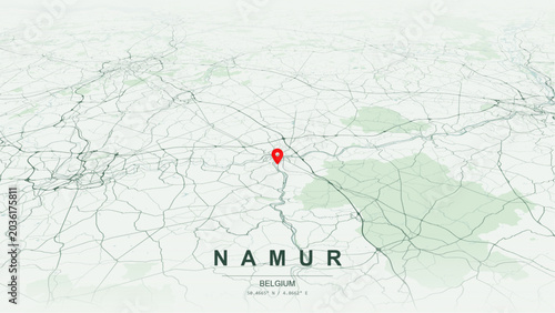 Quadro su tela Modern minimalist vector map of Namur, Wallonia, Belgium