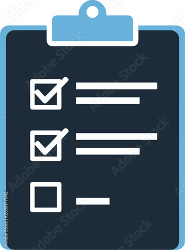 Foto Clipboard with checklist and completed tasks marked with checkmarks indicating organization and accomplishment