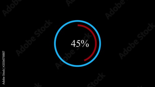 Loading progress circle animation 22 percent blue red indicator