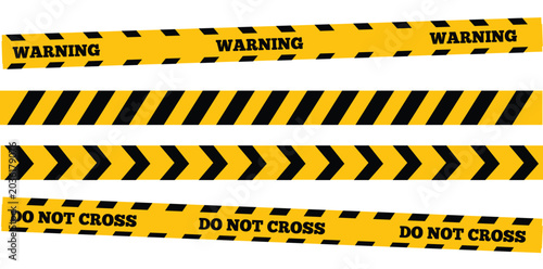 Εκτύπωση καμβά Set of caution and do not cross warning tapes with restriction prohibition illus