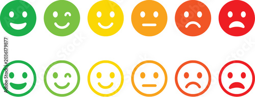 Canvastavla smiley faces emoji set with colorful round icons and expressive emotion symbols