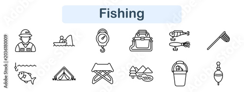 Cuadro en lienzo Fishing set icon