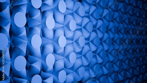Schilderij op canvas Blue Geometric Cylinder Wall With Futuristic Abstract Technology Texture