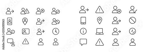 User interface icons showing people and system symbols
