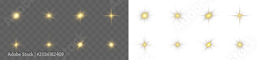 Slika na platnu Bright sunlight sunray glow with radiant golden beams and lens flare burst on transparent background realistic summer energy explosion vector illustration concept design