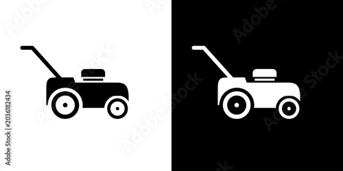 Принти на полотні Lawn mower lawn mover grass mow icon flat silhouette isolated graphic
