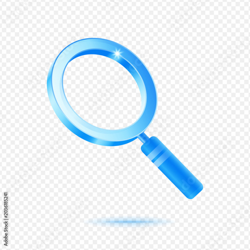 Magnifier Search Find, 3D Blue Glossy Discovery Icon