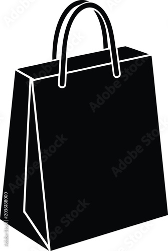 reusable shopping bag silhouette vector art illustration, black and white design