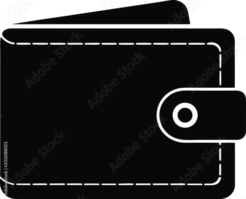 rfid blocking wallet silhouette vector art illustration, black and white design