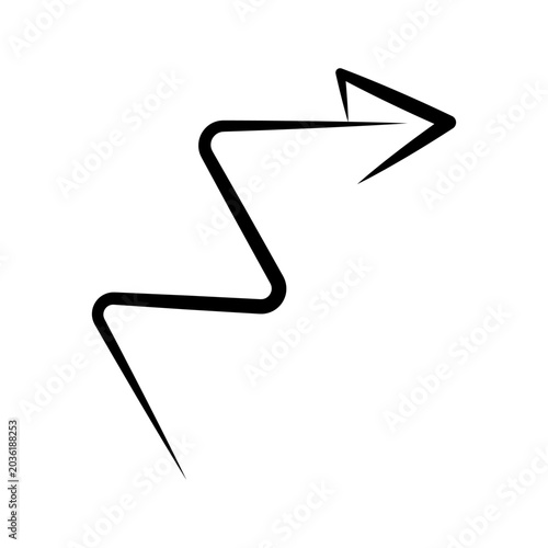 Abstract curved arrow with flowing tail