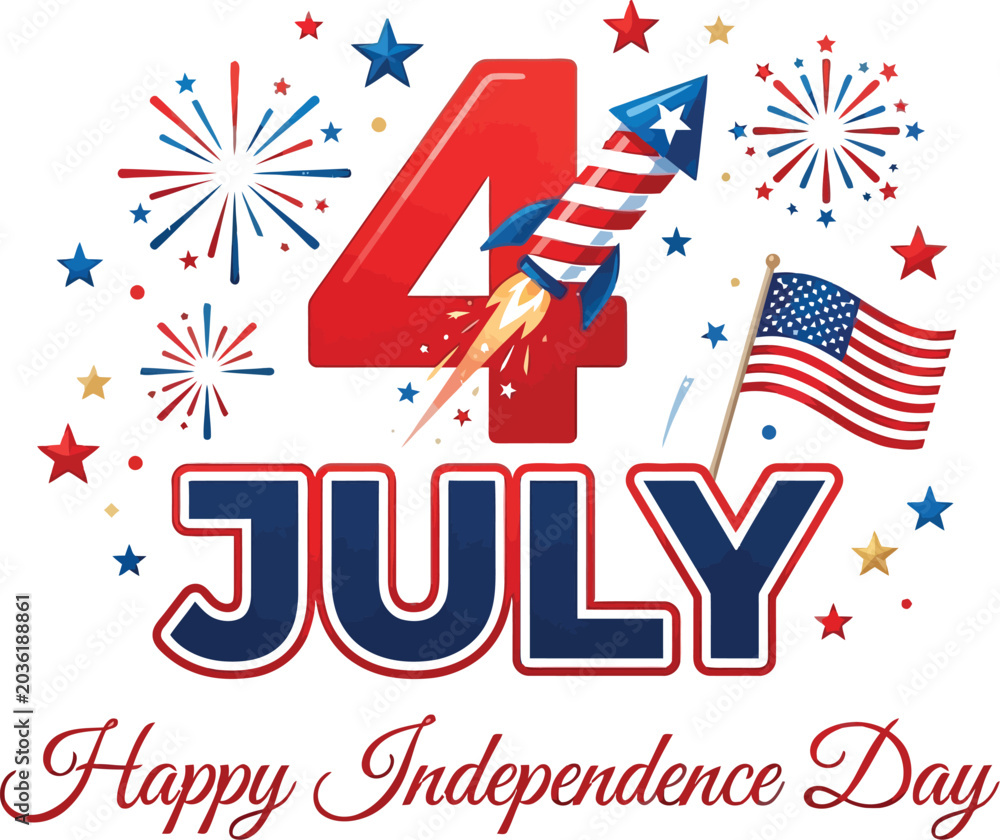 Obraz premium Vibrant 4th of july celebration with fireworks and american flag