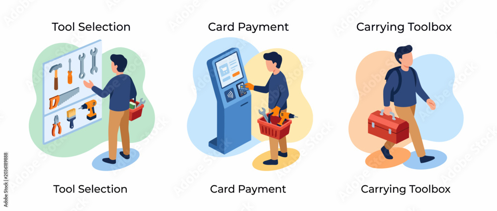 Fototapeta premium Modern Hardware Store Shopping with Touchless Card Payment