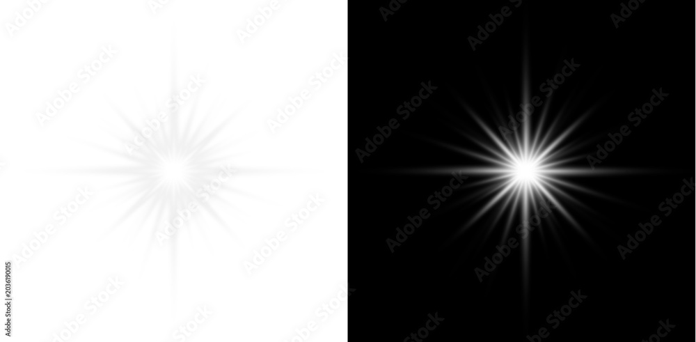 Fototapeta premium White light abstract star space flare energy burst digital art design.
