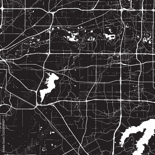 Foto Arlington Texas Vector Map, Detailed City Street Map Black and White Minimalist