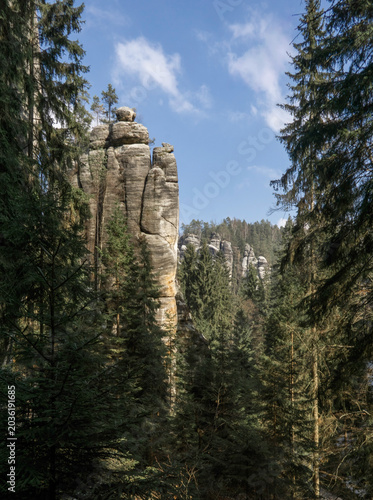 Beautiful view of the Adrspach Rocks, part of the Adrspach-Teplice Landscape Park 
