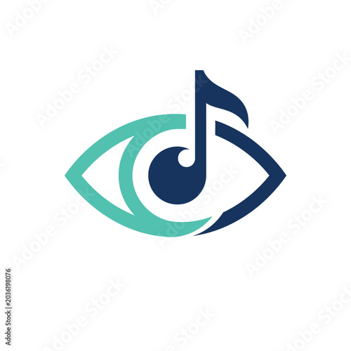 Obraz na płótnie Abstract logo combining eye design with musical note elements