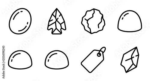 Fotografía Ancient Artifacts, Tools, and Natural Elements Vector Icons: Prehistoric, Stone
