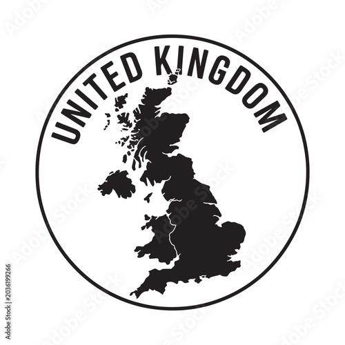 Canvas Print United kingdom map silhouette with text black on white background