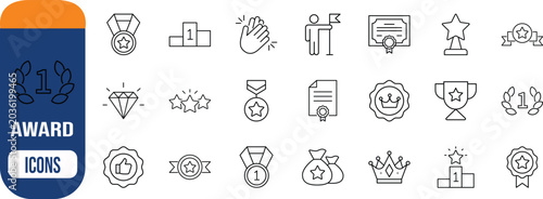Photos Achievement success award quality outline icons