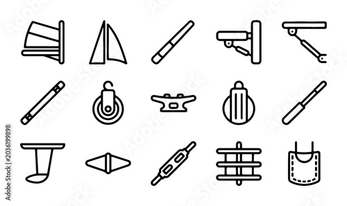 Konstfotografi Nautical Equipment Icons, Marine Hardware Vector Set, Sailing Gear Symbols, Boat