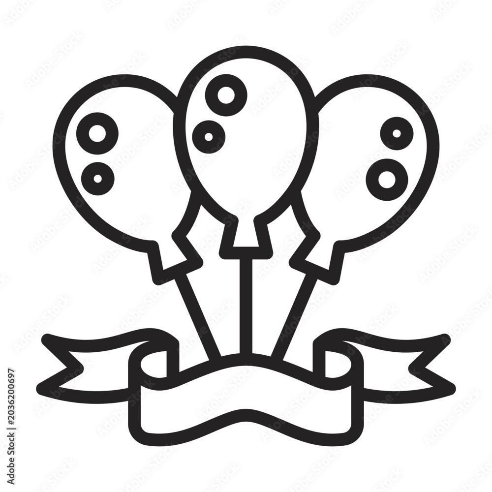 Obraz premium Celebration Party Icon - Black Outline
