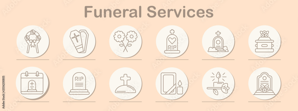Fotografie Funeral services set icon