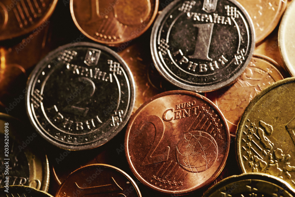 Fotografie Euro coins close up