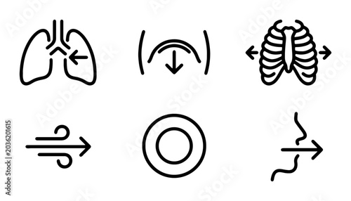 Obraz na płótnie Human Respiratory System Icons, Lung Anatomy Vector Graphics, Breathing Process