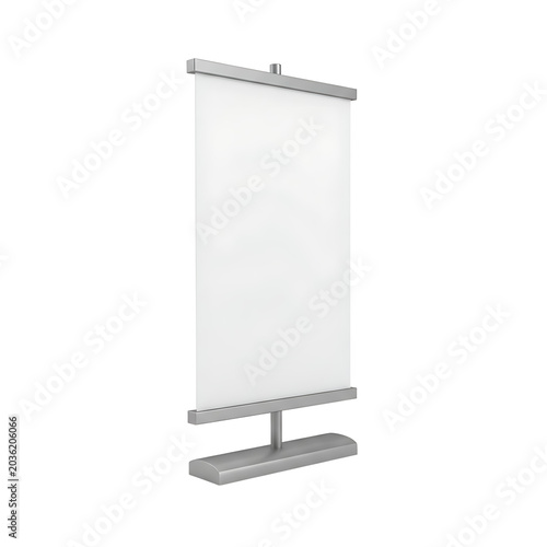 Portable roll up banner stand mockup for advertising and trade show display.