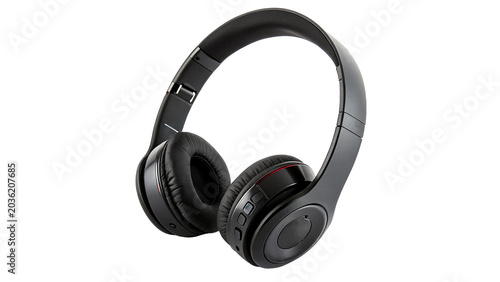 Fotografía Modern black wireless over ear headphones audio accessory isolated on transparen