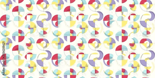 Seamless geometric pattern featuring abstract shapes in a minimalistic style.