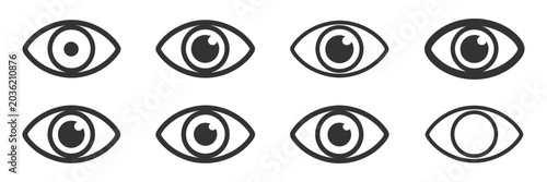 Quadro su tela Watch and view eye icons showcasing observe and visibility symbols for monitoring systems, security applications, and interface communication