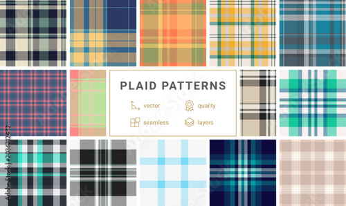 Bild auf Leinwand Festive tartan pattern collection for Thanksgiving branding
