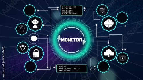 Advanced server monitoring panel showing live diagnostic performance metrics and cloud processing resource analytics