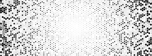 Foto Hexagon halftone field dense left, fade right